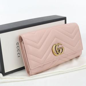 中古良品 GUCCI グッチ 長財布二折 443436 コンチネンタルウォレット ダブルG レディース ピンク
