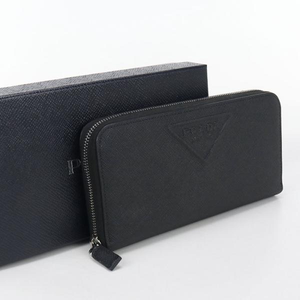 中古良品 PRADA プラダ 長財布ラウンドファスナー ジップアラウンド サフィアーノレザー メンズ...