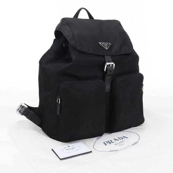 中古良品 PRADA プラダ リュック 1BZ005 バッグパック レディース ブラック