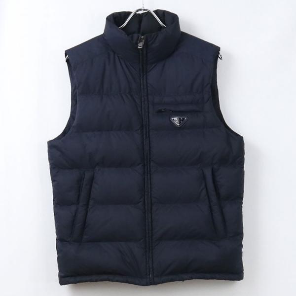 中古美品 PRADA プラダ ダウンベスト SGJ191 R132 Q04 トライアングルロゴ メン...