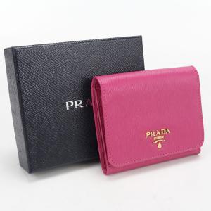 【美品】PRADA 三つ折り 財布 三角ロゴ ヴィッテロムーヴ ピンク PRADA（プラダ） 三つ折り財布 1MH021 2B6P レディース メタルロゴ