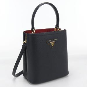 中古良品 PRADA プラダ ハンドバッグ 1BA217 サフィアーノレザー スモールバッグ 2WAY パニエ レディース ブラック