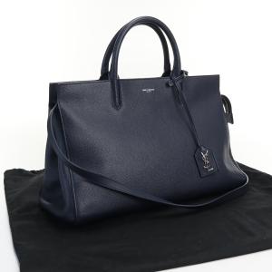 中古良品サンローランSAINT LAURENT ミディアムカバリヴゴーシュ トートバッグ レザー 574108 B680N 4147 ネイビー ランク：A us-2 2WAY