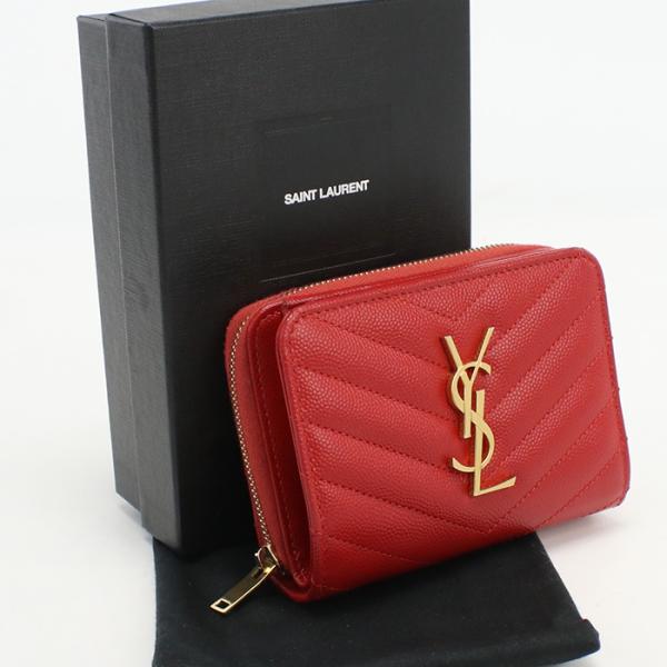 中古良品サンローランSAINT LAURENT コンパクトジップウォレット　ブランド レザー 403...