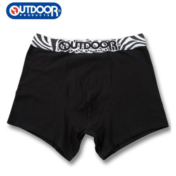 大きいサイズ メンズ OUTDOOR PRODUCTS 綿 ベア天 転写ゴム ブラック ボクサーパン...