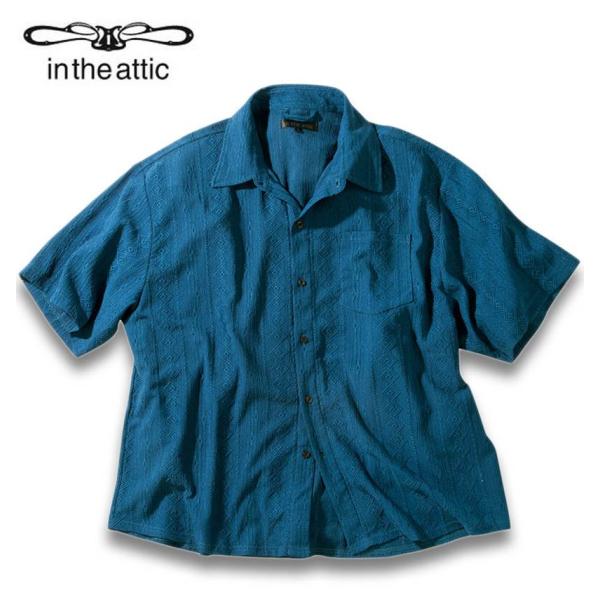 大きいサイズ メンズ in the attic ジャガードストライプ 半袖 シャツ 3L 4L 5L...
