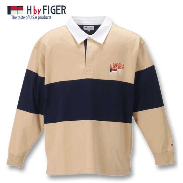 大きいサイズ メンズ H by FIGER 切替長袖ラガーシャツ 3L 4L 5L 6L 8L