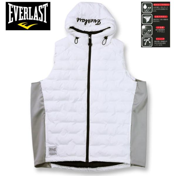 大きいサイズ メンズ EVERLAST 脇切替 防風 フード ベスト 3L 4L 5L 6L
