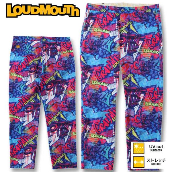 大きいサイズ メンズ LOUDMOUTH ストレッチツイル柄 ロングパンツ 100cm〜120cm