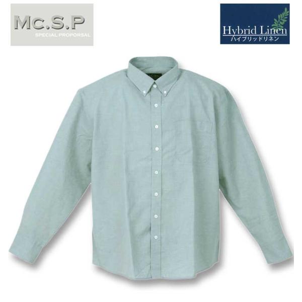 大きいサイズ メンズ Mc.S.P 麻混 ハイブリット B.D 長袖シャツ 3L 4L 5L 6L ...