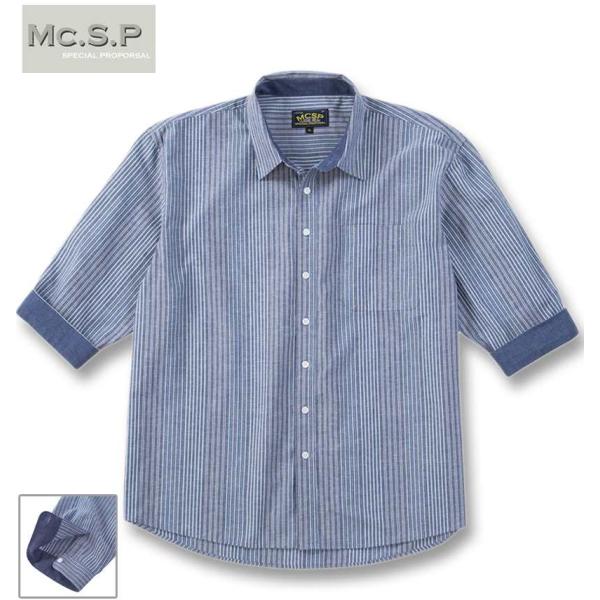 大きいサイズ メンズ Mc.S.P 麻混 スラブ レギュラー 七分袖 シャツ 3L 4L 5L 6L...