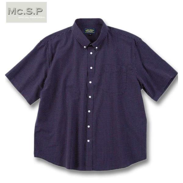 大きいサイズ メンズ Mc.S.P 刺し子チェック B.D 半袖シャツ 3L 4L 5L 6L 8L