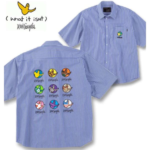 大きいサイズ メンズ (What it isNt) ストライプ 半袖シャツ 3L 4L 5L 6L ...