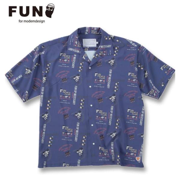 大きいサイズ メンズ FUN for modemdesign LIFE OJI柄 半袖 アロハシャツ...