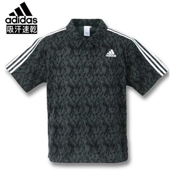 大きいサイズ メンズ adidas アディダス 総柄半袖ポロシャツ 3XO〜8XO