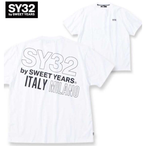 大きいサイズ メンズ SY32 by SWEET YEARS バックスラッシュビッグロゴ 半袖 Tシ...