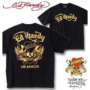 大きいサイズ メンズ Ed Hardy 天竺 箔プリント 半袖 Tシャツ 3L 4L 5L 6L 8L