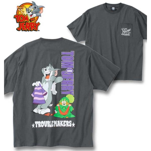 大きいサイズ メンズ TOM and JERRY 天竺 プリント ポケット付 半袖 Tシャツ 3L ...