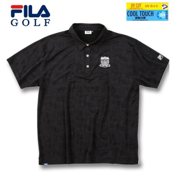 大きいサイズ メンズ FILA GOLF メッシュ カモフラ ジャガード 半袖 シャツ 3L 4L ...