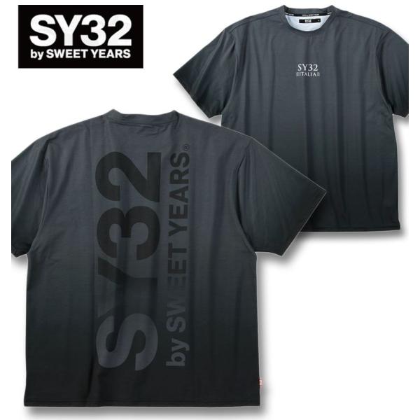 大きいサイズ メンズ SY32 by SWEET YEARS グラデーション ビッグロゴ 半袖 Tシ...