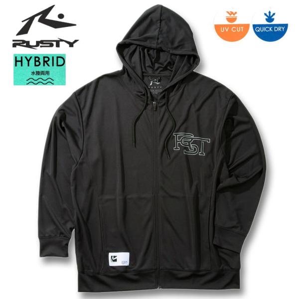 大きいサイズ メンズ RUSTY UV メッシュ 長袖 フルジップパーカー ラッシュガード 3L 4...