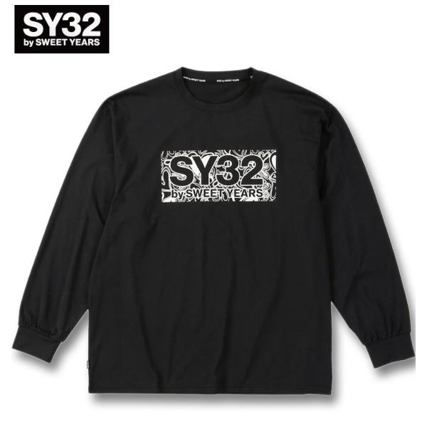 大きいサイズ メンズ SY32 by SWEET YEARS ハートパターン ボックスロゴ 長袖 T...