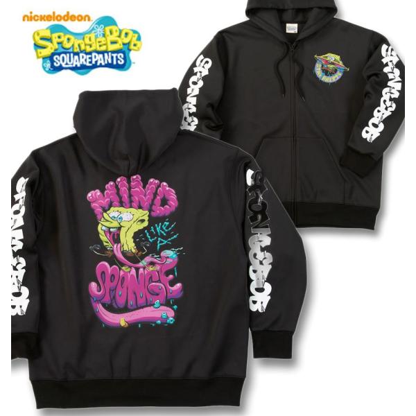 大きいサイズ メンズ SPONGEBOB ダンボールニット プリント フルジップ パーカー 3L 4...