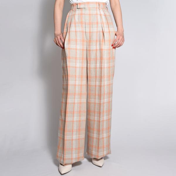 BERNARD ZINSベルナール ザンス RENDEZ-VOUUS チェック 2タックワイドパンツ...