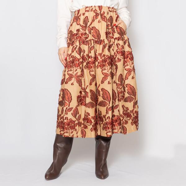 AMBELLアンベル 00008 フラワーモチーフ カットジャガードスカート レディース 正規品なら...