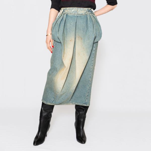 Maison Margielaメゾン マルジェラ S10MA0006 デニムギャザースカート レディ...