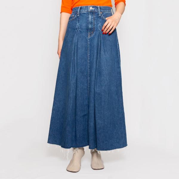 MOTHERマザー 90101-259 THE PLEATED MAXI SKIRT FRAY デニ...