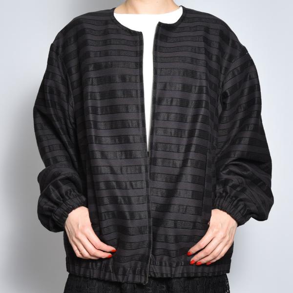 【SALE40％】DRAWELLドロウェル 5-13 リネンボーダー ノーカラーブルゾン