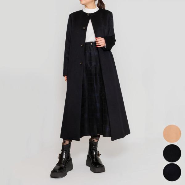 AMBELLアンベル 00056 カシミア ノーカラーロングコート レディース 正規品ならビリエッタ...