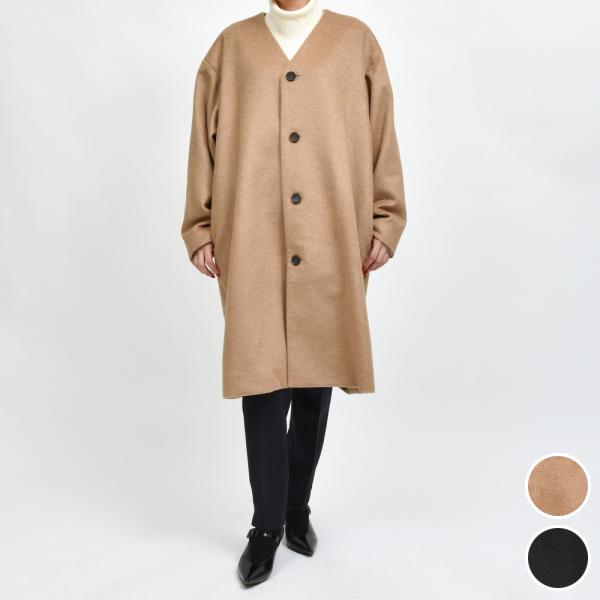 AMBELLアンベル <br>00092 キャメルヘアーノーカラーコート 24142000163【S...