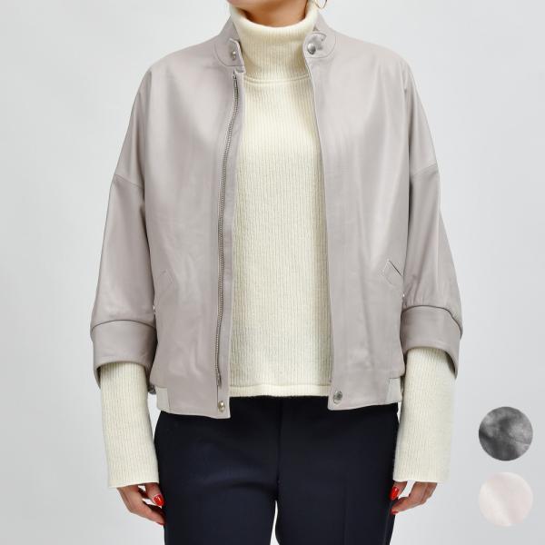 EMMETIエンメティ PAIGE ラムレザー ジップショートブルゾン 24242002085