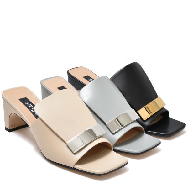 Sergio Rossiセルジオ ロッシ SR1 SANDAL ラムスキン レザータン サンダル レ...