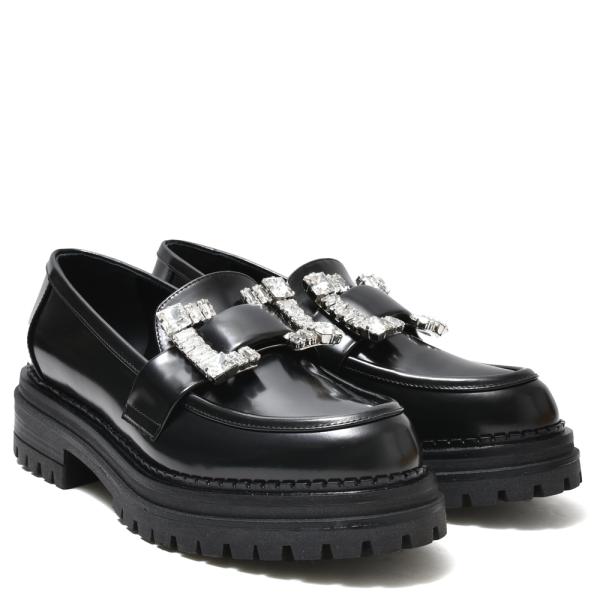 Sergio Rossiセルジオ ロッシ SR PRINCE ブラッシュドレザー クリスタル ローフ...