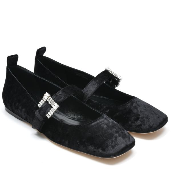 Sergio Rossiセルジオ ロッシ <br>B07390MTE364 ベロアバレエフラットシュ...