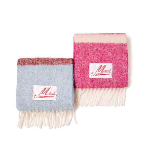 MARNIマルニ SCMC0062Y0/UTW922 モヘア×アルパカ ストライプマフラー