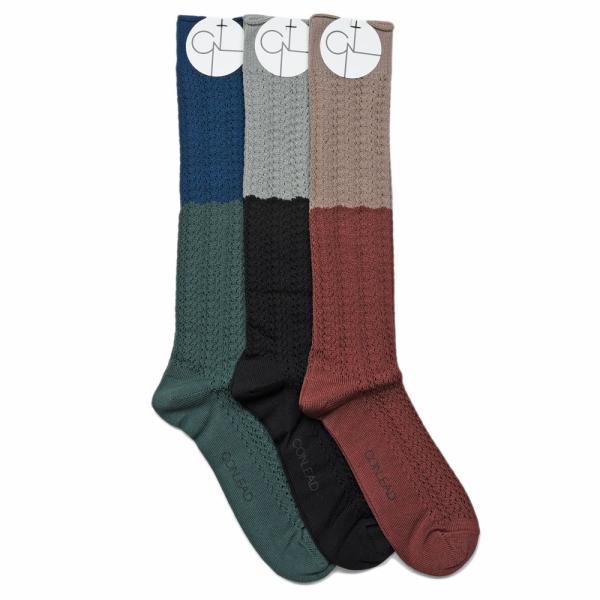 CONLEAD（コンリード）<br>レースロング2トーンソックス 25a001 genderless...
