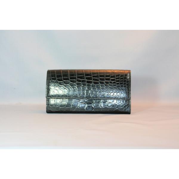 マットクロコダイル　長財布　小銭入れ付き　日本製　ブラック