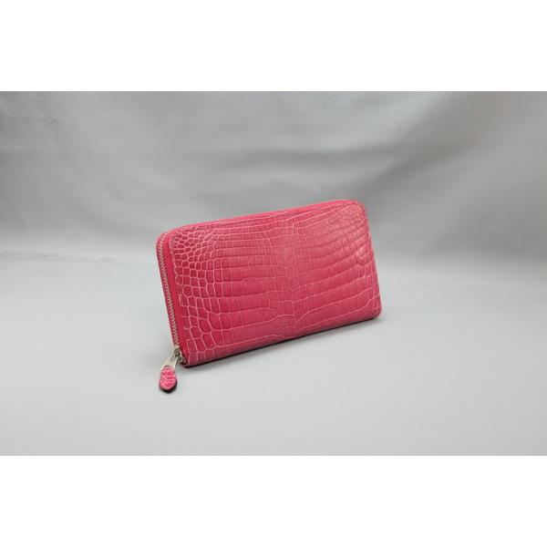 クロコダイル　ラウンドファスナー　センター取り　日本製　ピンク