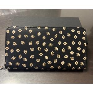 印伝　ラウンドファスナー長財布　肉球　白