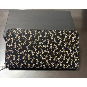 印伝　ラウンドファスナー長財布　トンボ　白