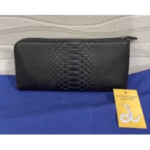 パイソン　薄型L字ファスナー　長財布　黒