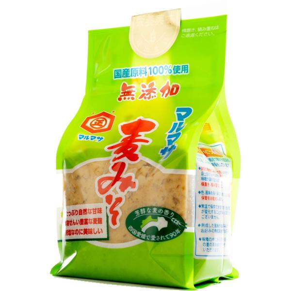 マルマサ 麦みそ 無添加 国内産 原料 100% (国産 麦 みそ ）800g
