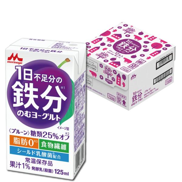 森永 1日不足分の鉄分 のむヨーグルト プルーン 12本セット【Amazon.co.jp限定】| 糖...