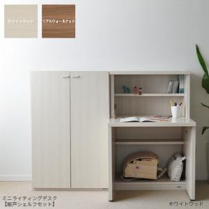 フナモコ（FUNAMOCO） ミニライティングデスク ガラス戸シェルフセット