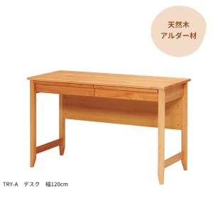 デスク 机 TRY-DK100-A 幅100cm 14450 アルダー材 引出し付き 平机