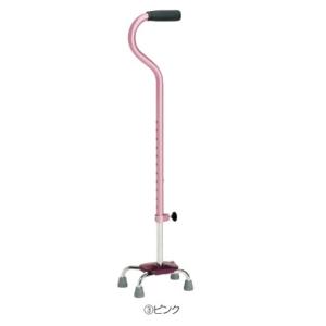 アルミ製 四脚杖 スモールベース TY142dS-BR 小 日進医療器 カラー：ピンク